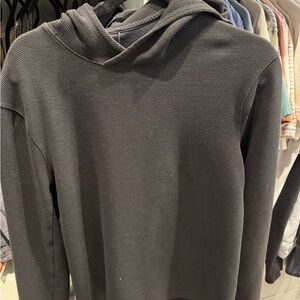 Lululemon Athletica Black Hooded Waffle Sweater Pullover Size M